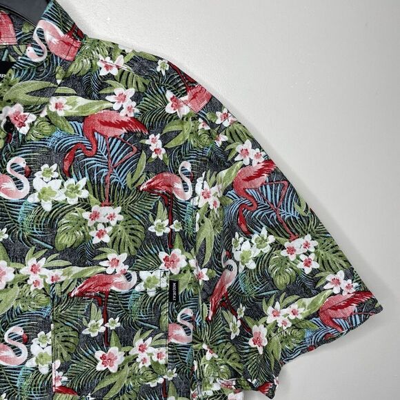 MOLOKAI Surf Mens Tropical Flamingo Print Button-Down Shirt EUC Large L Cotton - Picture 2 of 8
